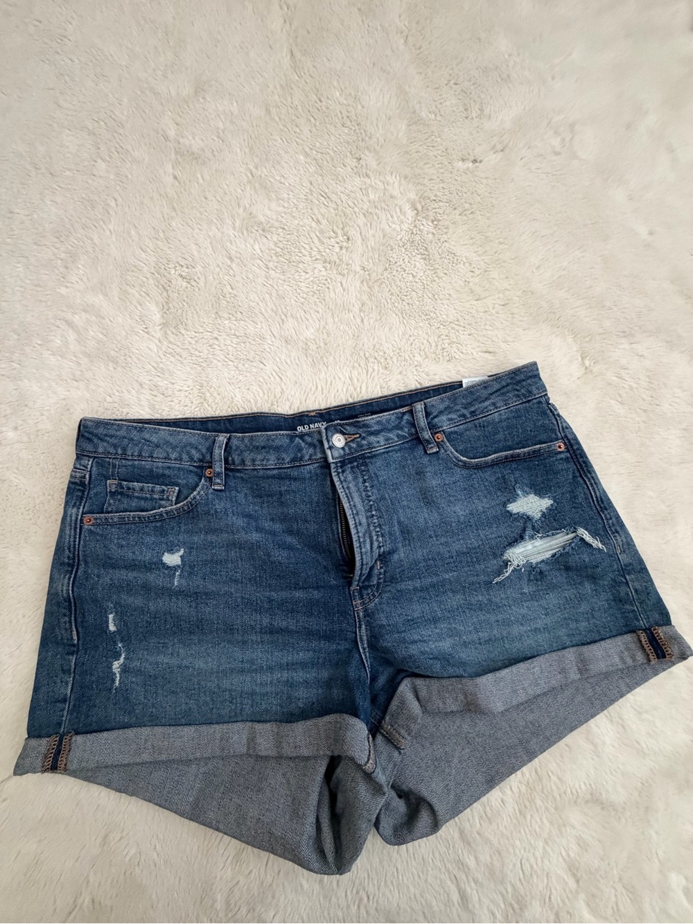 Old Navy Blue Distressed Cuffed Denim Shorts